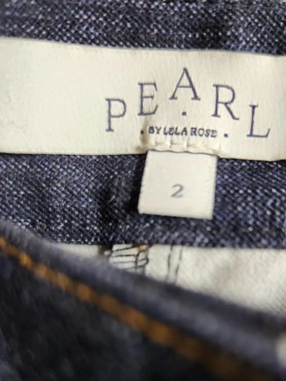Pearl By Lela Rose Dark Wash Denim Flare Leg Stretch Trousers MSRP $285